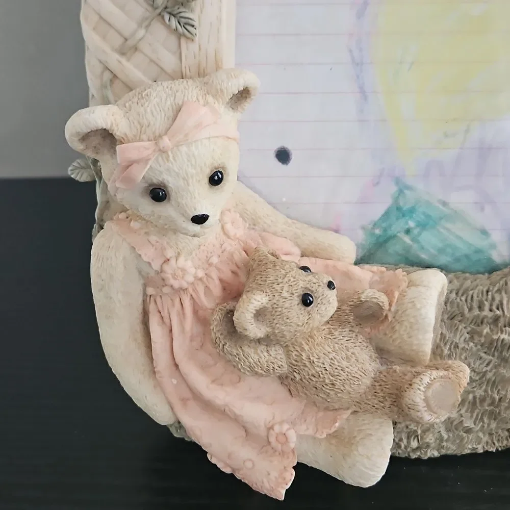 Vintage  Ceramic Photo Frame With Little Girl Bear